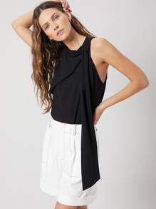 SHEIN Áo sơ mi Dây kéo màu trơn Giải trí - màu đen - Xem 4