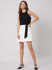 SHEIN Áo sơ mi Dây kéo màu trơn Giải trí - màu đen - Xem 7