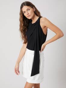 SHEIN Áo sơ mi Dây kéo màu trơn Giải trí - màu đen - Xem 8