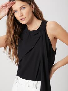 SHEIN Áo sơ mi Dây kéo màu trơn Giải trí - màu đen - Xem 9