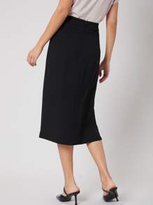 SHEIN Acrylic Straight Slit Skirt - Black - View 2