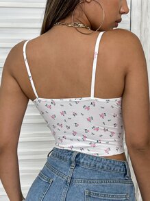 SHEIN Unity 小碎花胸部褶皺吊帶上衣