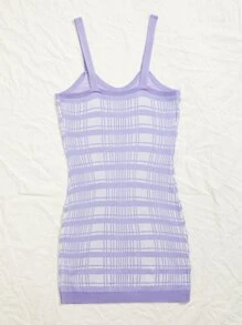 SHEIN Unity Plaid Jumper Dress - Lilac Purple - View 2