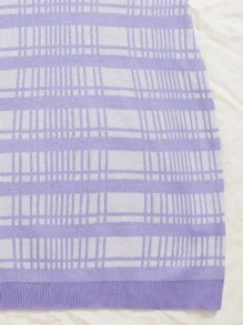 SHEIN Unity Plaid Jumper Dress - Lilac Purple - View 4