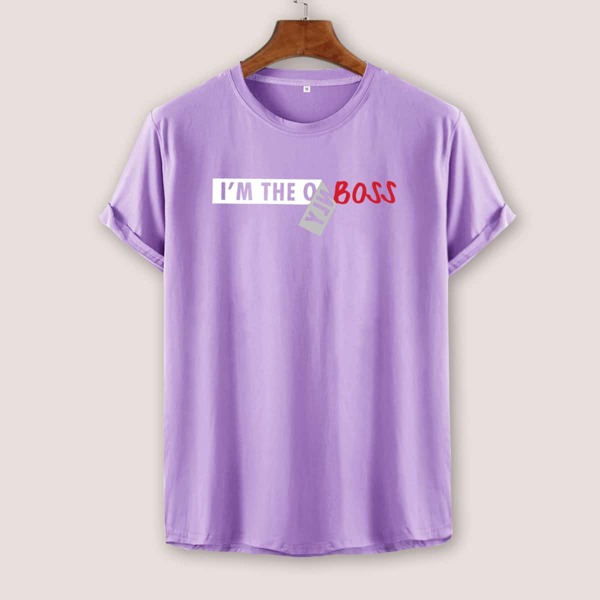 

Men Slogan Graphic Short Sleeve Tee, Lilac purple