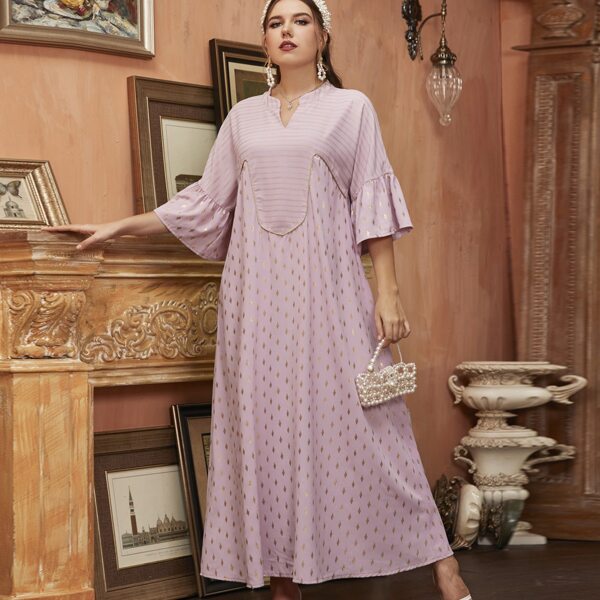

Plus Stripe And Geo Gilding Tunic Dress, Baby pink