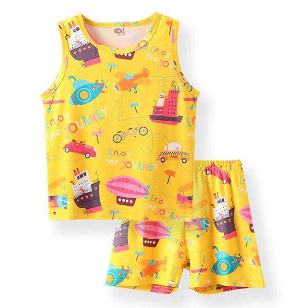

Toddler Boys Slogan & Graphic PJ Set, Yellow