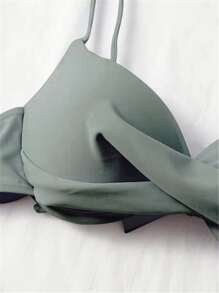 Swim Basics 夏日沙灘平口推擠高腰比基尼套裝