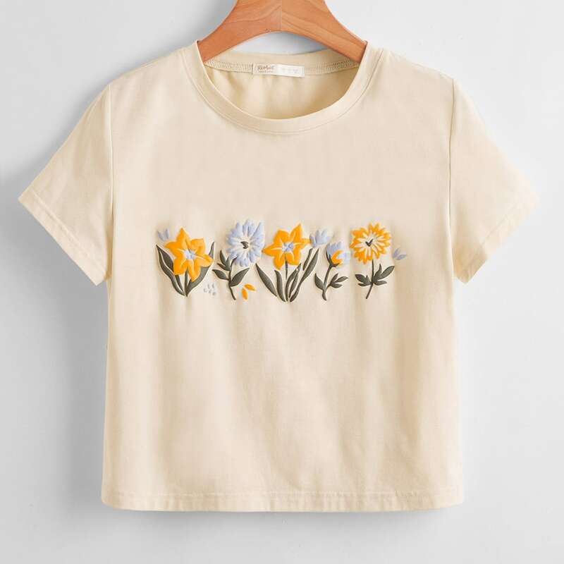 

Floral Graphic Tee, Beige