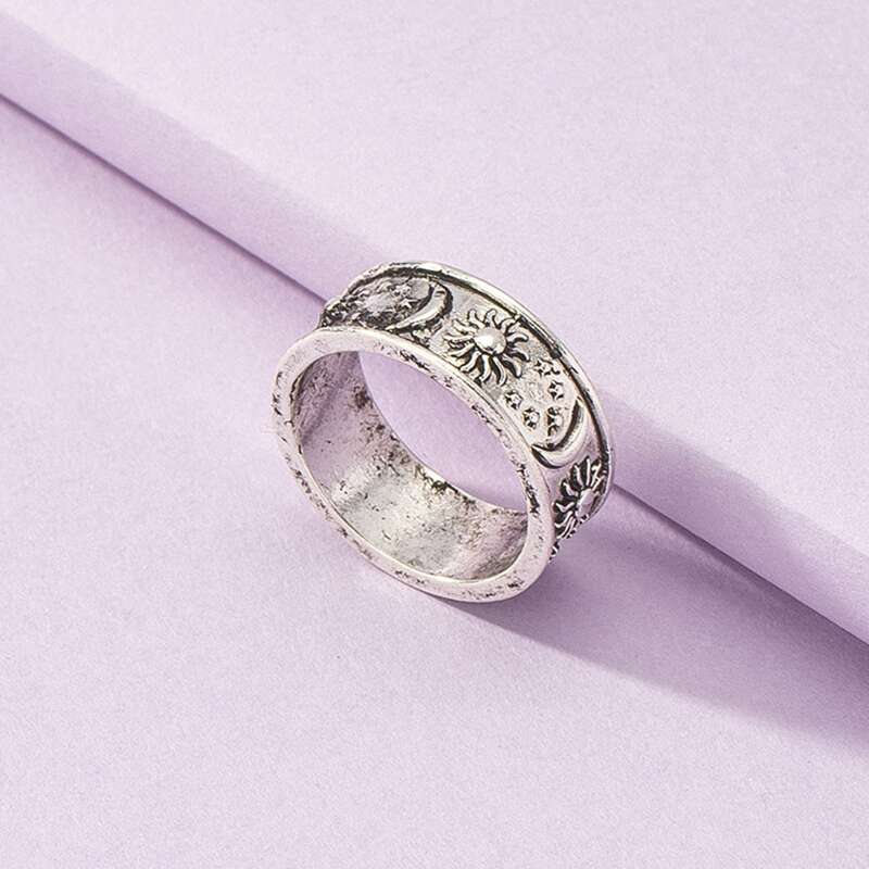 

Guys Metal Engraved Ring, Antique silver