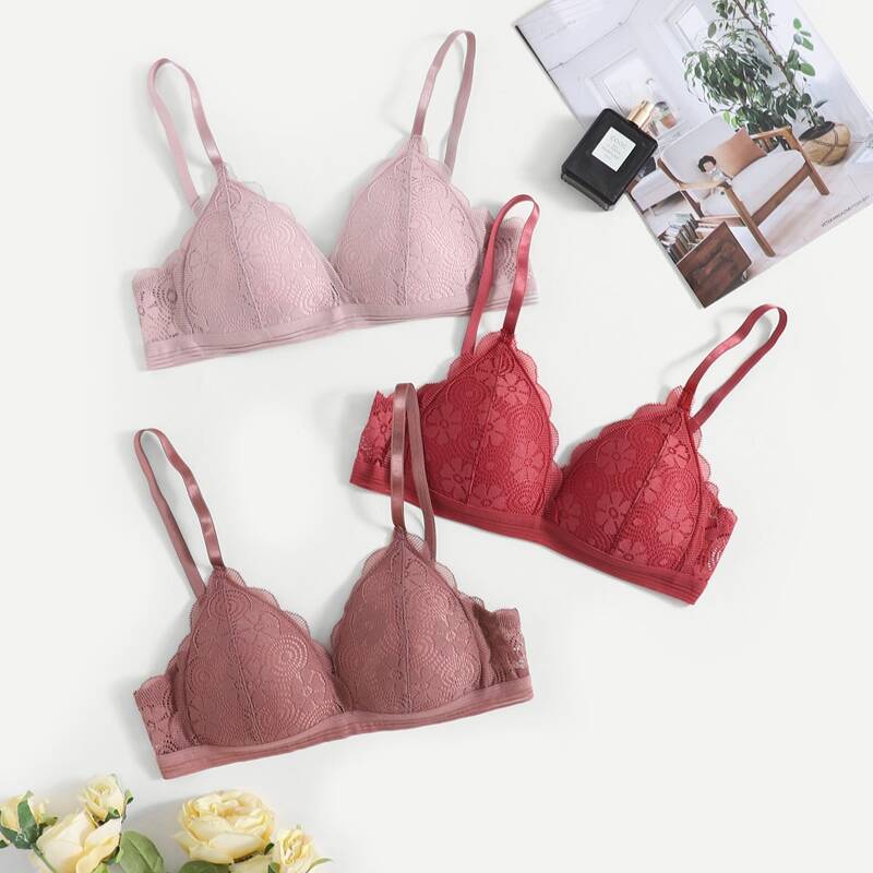 

3pack Floral Lace Bra Set, Multicolor