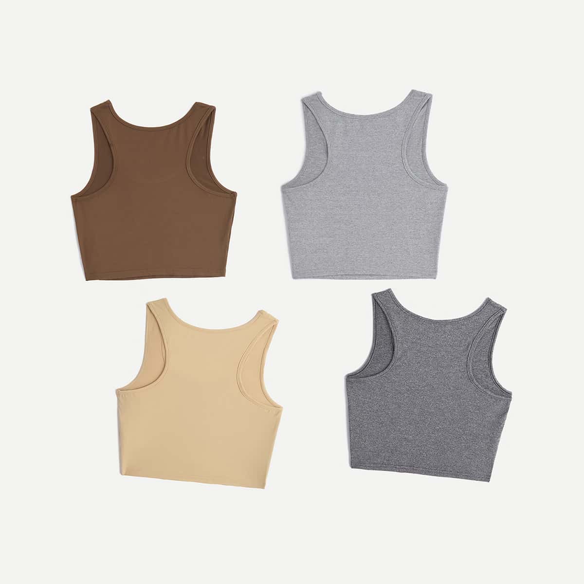 

4pcs Solid Crop Tank Top, Multicolor