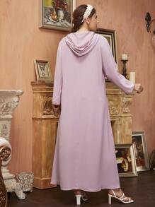 Modelyn Plus Feather Trim Beaded Swan Patched Dress - Baby Pink - View 2