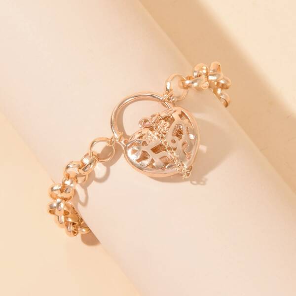 

Heart Charm Anklet, Gold