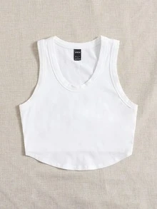 SHEIN 素色背心上衣 - 白色 - 查看 5