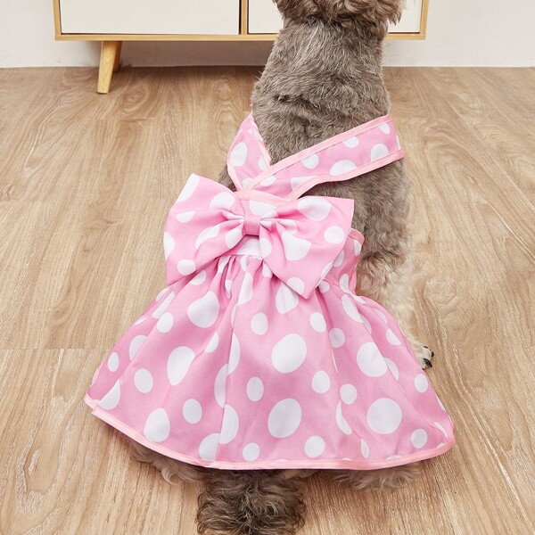 

Polka Dot Pattern Pet Dress, Pink