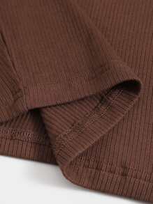 Muchica Rib-knit Solid Tee - Rust Brown - View 5