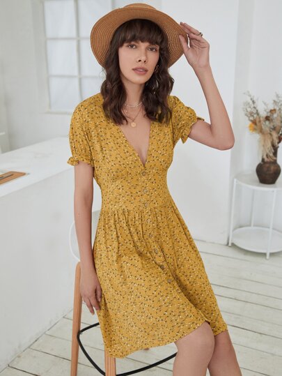 فستان بازرار امامي وبزهر اقحوان