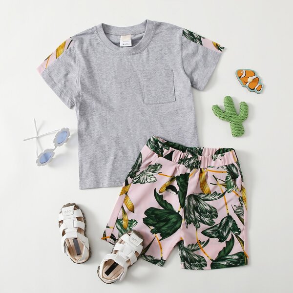 

Toddler Boys Tropical Print Tee With Shorts, Multicolor
