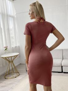 SHEIN BAE Vestido De Corte Ajustado Con Recortes Bidireccionales - Color caoba - Ver 2