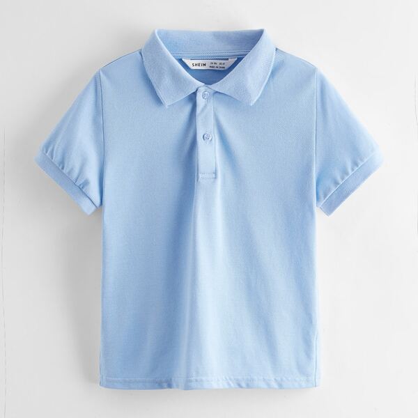 

Toddler Boys Solid Half Placket Polo Shirt, Baby blue
