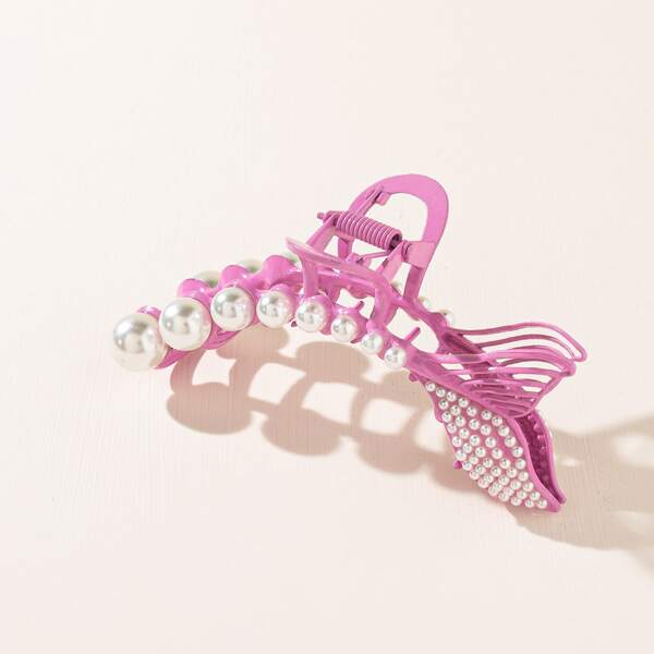 

Faux Pearl Decor Claw Clip, Pink