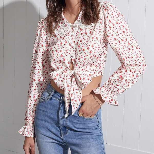 

Ditsy Floral Tie Front Blouse, Multicolor