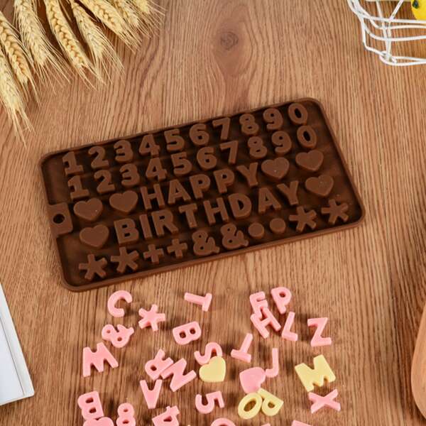 

1pc Number Design Chocolate Mold, Chocolate brown