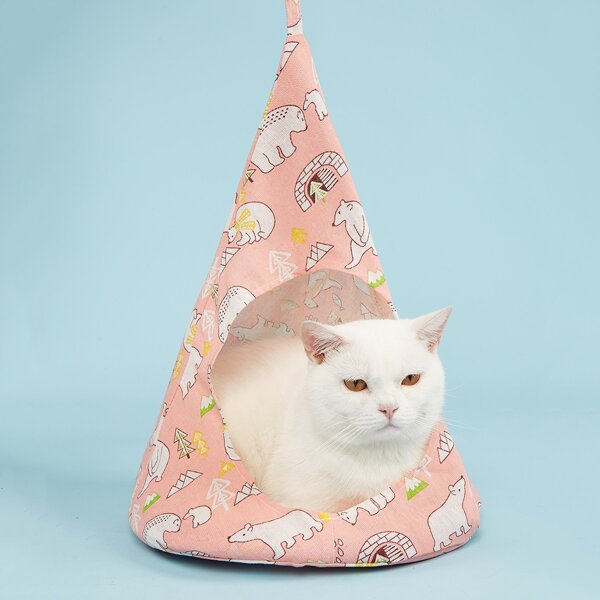 

Polar Bear Cone Shaped Pet Bed, Pink