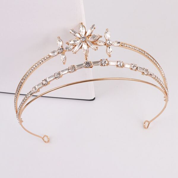 

Rhinestone Flower Decor Headband, Gold