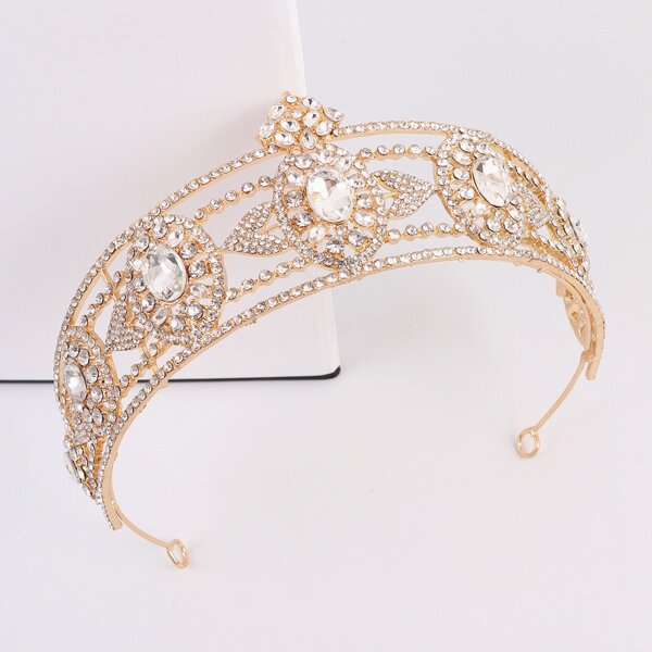 

Rhinestone Decor Crown Design Headband, Gold