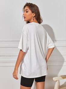 SHEIN Bộ thời trang Lá thư Giải trí - trắng - Xem 2