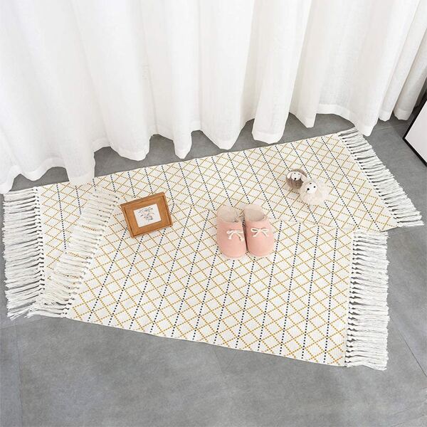 

1pc Tassel Woven Rug, Multicolor