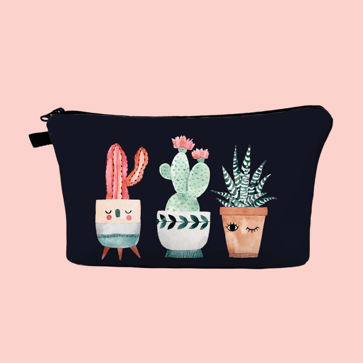 

Cactus Pattern Makeup Bag, Black