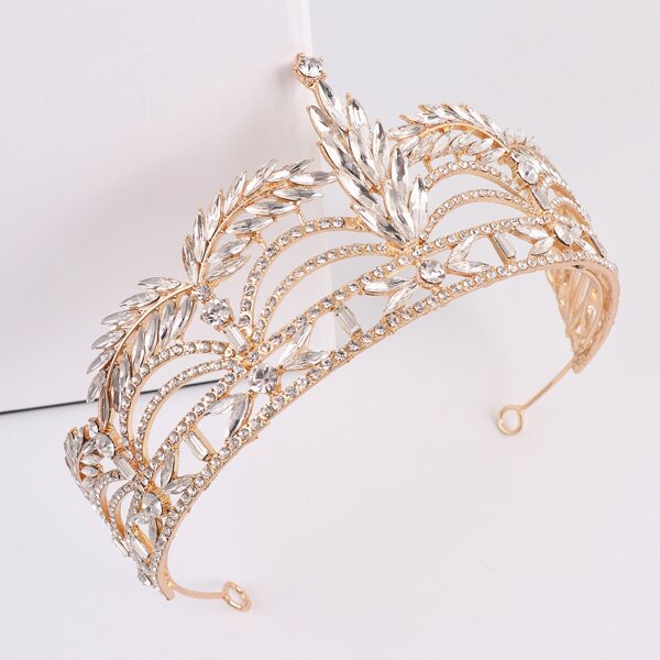 

Rhinestone Decor Crown Design Headband, Gold