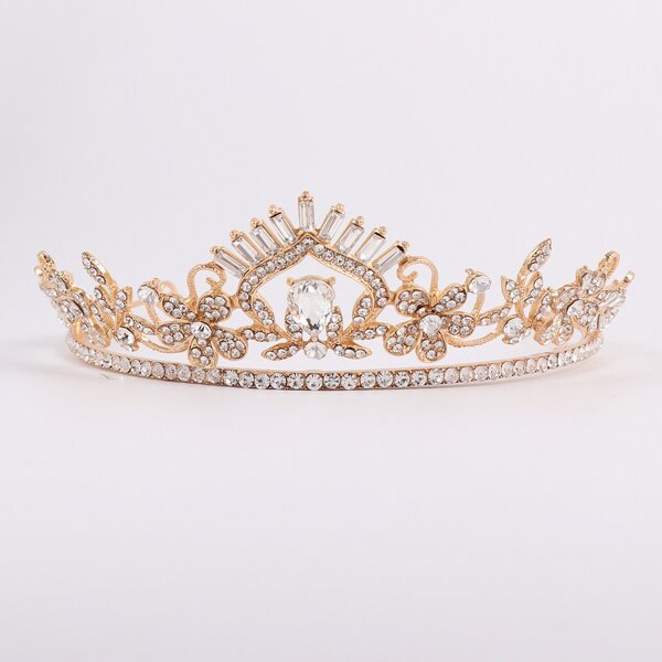 

Rhinestone Decor Crown Design Headband, Gold