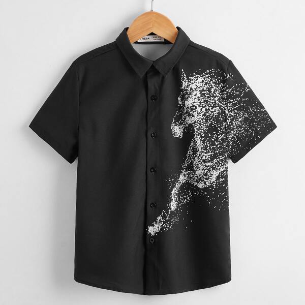 

Boys Horse Print Shirt, Black