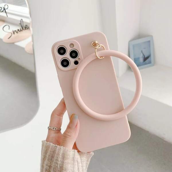 

Solid Phone Case With Ring Pendant, Pink