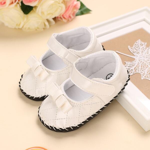 

Baby Girl Bow Decor Flats, White