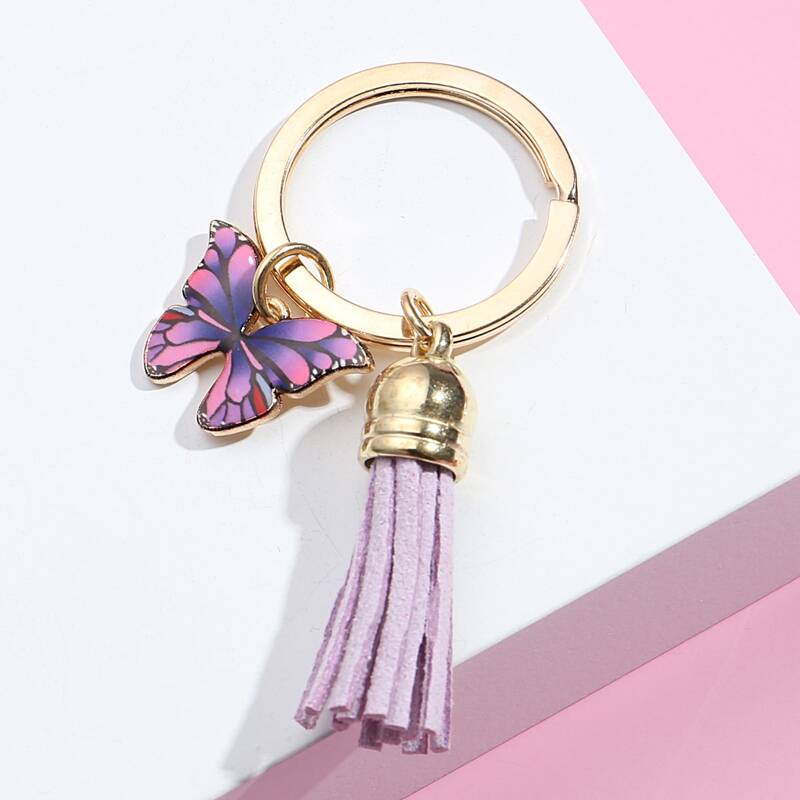 

Butterfly & Tassel Decor Keychain, Purple