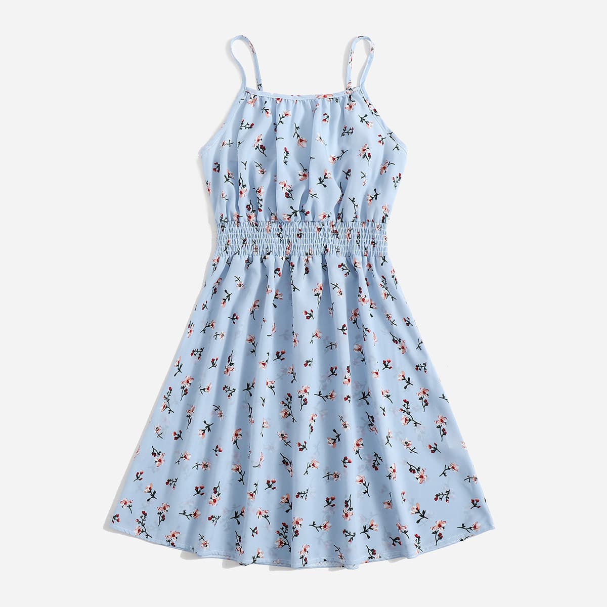 

Ditsy Floral Shirred Cami Dress, Baby blue