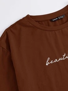 Muchica Camiseta con estampado de slogan - Óxido marrón - Ver 5