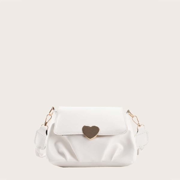 

Ruched Flap Crossbody Bag, White