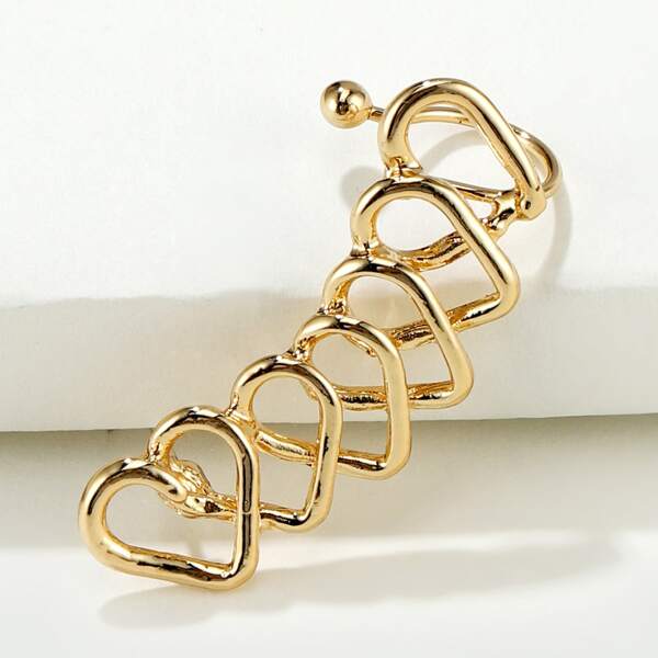 

1pc Heart Design Ear Cuff, Gold