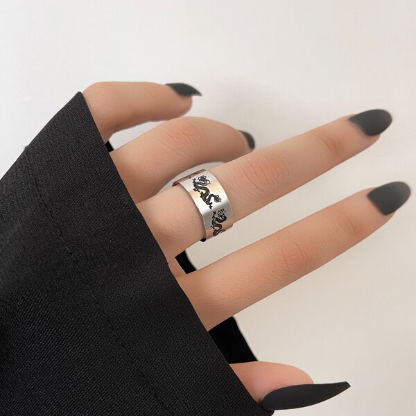 

Chinese Dragon Pattern Ring, Silver