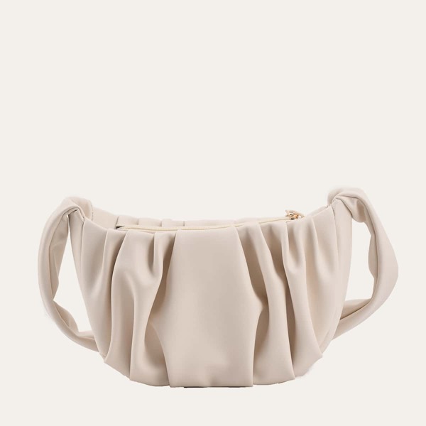 

Ruched Crossbody Bag, Beige