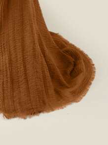 1pc và vải lanh bong bóng màu trơn khăn xếp bảo vệ bãi biển kem chống nắng khăn choàng đầu mềm mại ấm áp thường ngày khăn trùm đầu mềm mại cho abaya phụ kiện - màu nâu - Xem 2