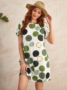 EMERY ROSE Dolman Sleeve Polka Dot Dress - Multicolor - View 1