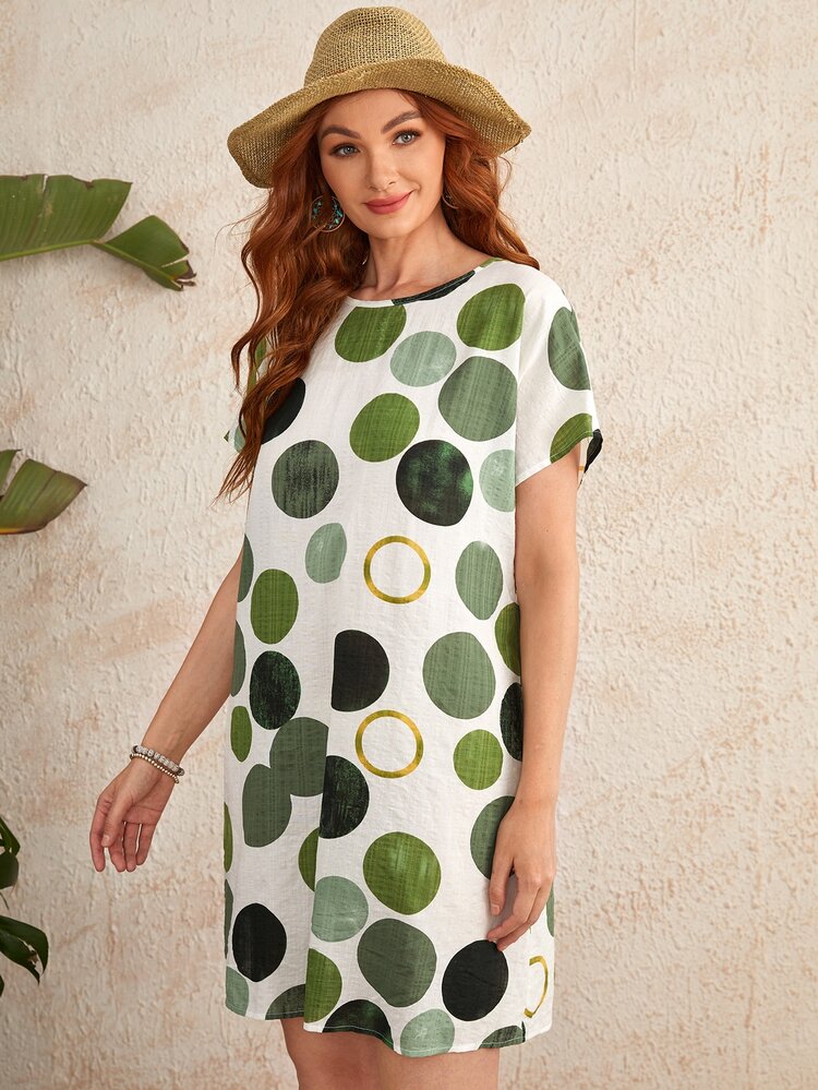 EMERY ROSE Dolman Sleeve Polka Dot Dress - Multicolor - View 4