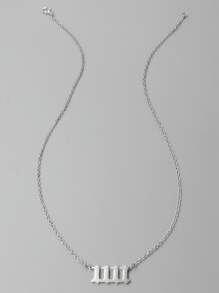 數字吊墜項鏈 - 銀色 - 查看 1